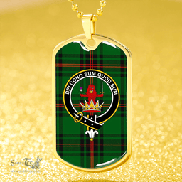 ScottishPlaid Lundin Clan Tartan Dog Tag Necklace - Crest Classic Scottish Plaid Tartan Plaid