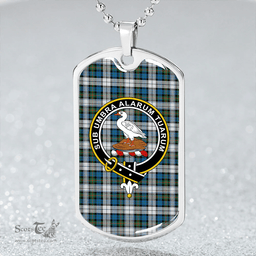 ScottishPlaid Lauder Dress Ancient Clan Tartan Dog Tag Necklace - Crest Classic Scottish Plaid Tartan Plaid