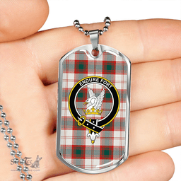 ScottishPlaid Lindsay Dress Dance Red Weathered Clan Tartan Dog Tag Necklace - Crest Classic Scottish Plaid Tartan Plaid