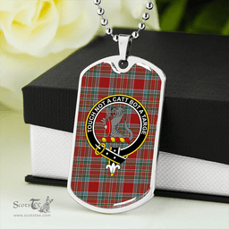 ScottishPlaid MacBean Lord Lyon version (MacBain Lord Lyon version) Modern Clan Tartan Dog Tag Necklace - Crest Classic Scottish Plaid Tartan Plaid
