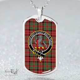 ScottishPlaid MacBean of Tomatin (MacBain of Tomatin) Ancient Clan Tartan Dog Tag Necklace - Crest Classic Scottish Plaid Tartan Plaid