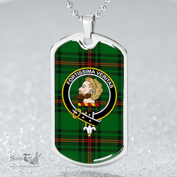 ScottishPlaid Kirkcaldy Clan Tartan Dog Tag Necklace - Crest Classic Scottish Plaid Tartan Plaid