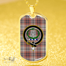 ScottishPlaid Innes Red Modern Clan Tartan Dog Tag Necklace - Crest Classic Scottish Plaid Tartan Plaid