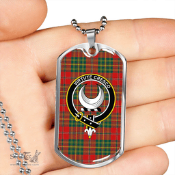 ScottishPlaid Leask Modern Clan Tartan Dog Tag Necklace - Crest Classic Scottish Plaid Tartan Plaid