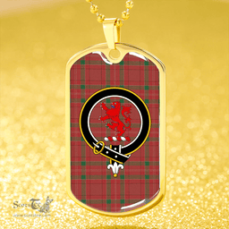 ScottishPlaid MacBrair #2 Ancient Clan Tartan Dog Tag Necklace - Crest Classic Scottish Plaid Tartan Plaid