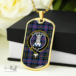 ScottishPlaid MacCallum of Berwick Modern Clan Tartan Dog Tag Necklace - Crest Classic Scottish Plaid Tartan Plaid