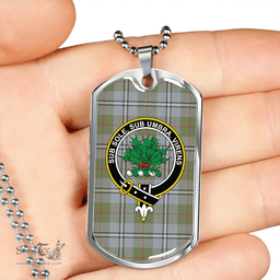 ScottishPlaid Irvine of Glentulchan Weathered Clan Tartan Dog Tag Necklace - Crest Classic Scottish Plaid Tartan Plaid