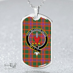 ScottishPlaid Logan #7 Ancient Clan Tartan Dog Tag Necklace - Crest Classic Scottish Plaid Tartan Plaid