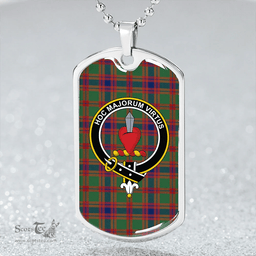 ScottishPlaid Logan Light Modern Clan Tartan Dog Tag Necklace - Crest Classic Scottish Plaid Tartan Plaid