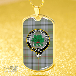 ScottishPlaid Irvine of Glentulchan Weathered Clan Tartan Dog Tag Necklace - Crest Classic Scottish Plaid Tartan Plaid