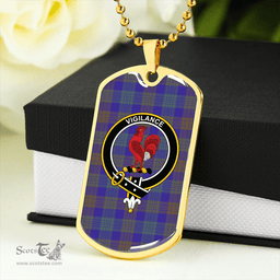 ScottishPlaid Lang (Laing) Weathered Clan Tartan Dog Tag Necklace - Crest Classic Scottish Plaid Tartan Plaid