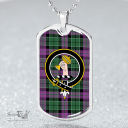 ScottishPlaid Lennie (Leny) Ancient Clan Tartan Dog Tag Necklace - Crest Classic Scottish Plaid Tartan Plaid