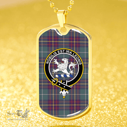 ScottishPlaid Inglis Weathered Clan Tartan Dog Tag Necklace - Crest Classic Scottish Plaid Tartan Plaid