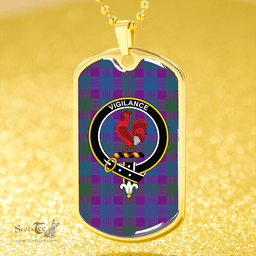 ScottishPlaid Lang (Laing) Modern Clan Tartan Dog Tag Necklace - Crest Classic Scottish Plaid Tartan Plaid