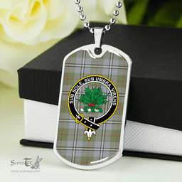 ScottishPlaid Irvine of Glentulchan Weathered Clan Tartan Dog Tag Necklace - Crest Classic Scottish Plaid Tartan Plaid