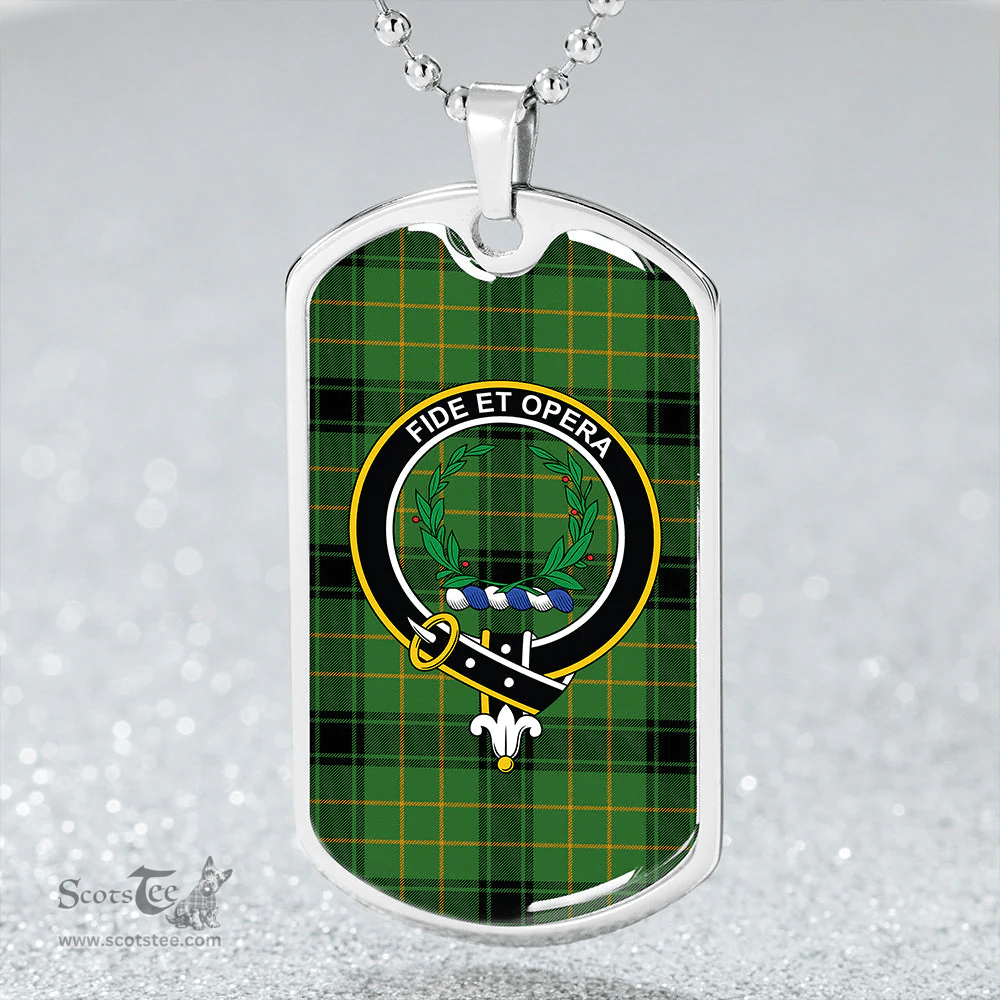 ScottishPlaid MacArthur 1815 Ancient Clan Tartan Dog Tag Necklace - Crest Classic Scottish Plaid Tartan Plaid