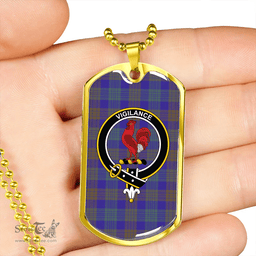ScottishPlaid Lang (Laing) Weathered Clan Tartan Dog Tag Necklace - Crest Classic Scottish Plaid Tartan Plaid
