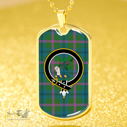 ScottishPlaid Laurie Ancient Clan Tartan Dog Tag Necklace - Crest Classic Scottish Plaid Tartan Plaid
