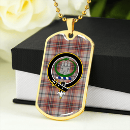 ScottishPlaid Innes Red Modern Clan Tartan Dog Tag Necklace - Crest Classic Scottish Plaid Tartan Plaid