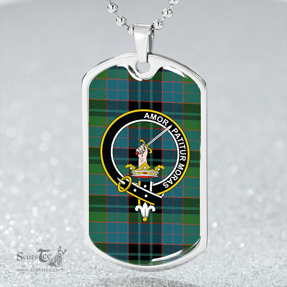 ScottishPlaid Lumsden Hunting (Lumsden Green) Ancient Clan Tartan Dog Tag Necklace - Crest Classic Scottish Plaid Tartan Plaid