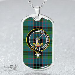 ScottishPlaid Lumsden Hunting (Lumsden Green) Ancient Clan Tartan Dog Tag Necklace - Crest Classic Scottish Plaid Tartan Plaid