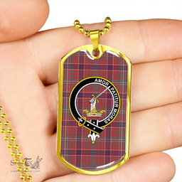 ScottishPlaid Lumsden Waistcoat Weathered Clan Tartan Dog Tag Necklace - Crest Classic Scottish Plaid Tartan Plaid