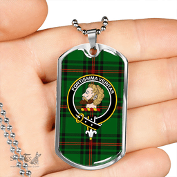 ScottishPlaid Kirkcaldy Clan Tartan Dog Tag Necklace - Crest Classic Scottish Plaid Tartan Plaid