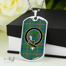 ScottishPlaid Laurie Ancient Clan Tartan Dog Tag Necklace - Crest Classic Scottish Plaid Tartan Plaid
