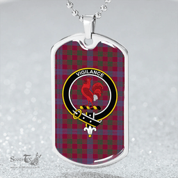 ScottishPlaid Laing Artefact (Lang Artefact) Modern Clan Tartan Dog Tag Necklace - Crest Classic Scottish Plaid Tartan Plaid