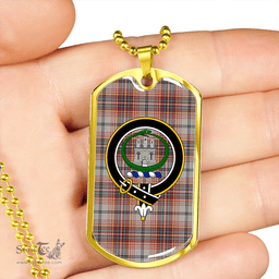 ScottishPlaid Innes Red Modern Clan Tartan Dog Tag Necklace - Crest Classic Scottish Plaid Tartan Plaid