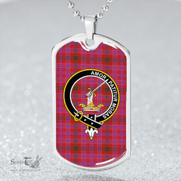 ScottishPlaid Lumsden of Clova Modern Clan Tartan Dog Tag Necklace - Crest Classic Scottish Plaid Tartan Plaid