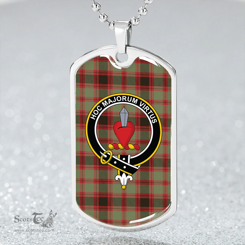ScottishPlaid Logan #1 Weathered Clan Tartan Dog Tag Necklace - Crest Classic Scottish Plaid Tartan Plaid