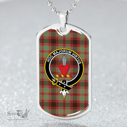ScottishPlaid Logan #1 Weathered Clan Tartan Dog Tag Necklace - Crest Classic Scottish Plaid Tartan Plaid