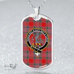 ScottishPlaid MacBean (MacBain) Modern Clan Tartan Dog Tag Necklace - Crest Classic Scottish Plaid Tartan Plaid