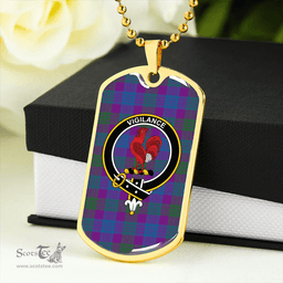 ScottishPlaid Lang (Laing) Modern Clan Tartan Dog Tag Necklace - Crest Classic Scottish Plaid Tartan Plaid