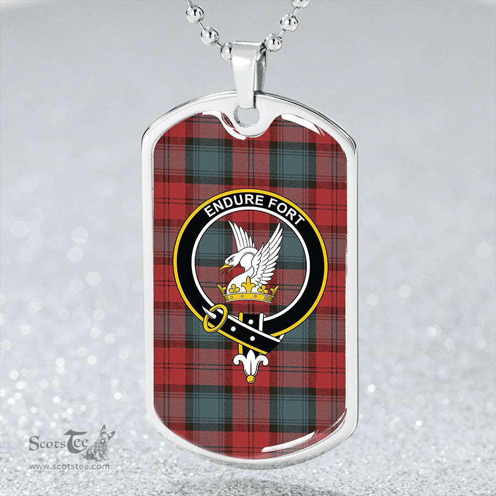 ScottishPlaid Lindsay (Smibert) (Lindsay New) Weathered Clan Tartan Dog Tag Necklace - Crest Classic Scottish Plaid Tartan Plaid