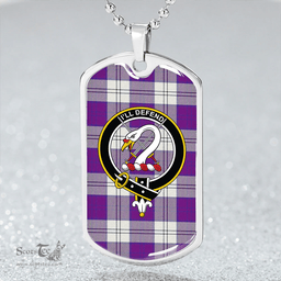 ScottishPlaid Lennox Dress Dance Purple Clan Tartan Dog Tag Necklace - Crest Classic Scottish Plaid Tartan Plaid