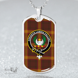 ScottishPlaid Kinnaird #2 Modern Clan Tartan Dog Tag Necklace - Crest Classic Scottish Plaid Tartan Plaid