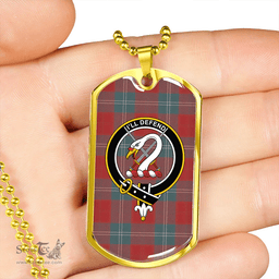 ScottishPlaid Lennox Weathered Clan Tartan Dog Tag Necklace - Crest Classic Scottish Plaid Tartan Plaid