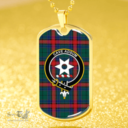 ScottishPlaid Jardine Dress Modern Clan Tartan Dog Tag Necklace - Crest Classic Scottish Plaid Tartan Plaid