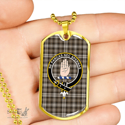 ScottishPlaid Lamont Heather (MacLamont Heather) Weathered Clan Tartan Dog Tag Necklace - Crest Classic Scottish Plaid Tartan Plaid