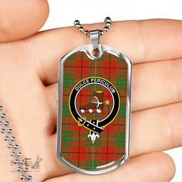 ScottishPlaid MacAulay Ancient Clan Tartan Dog Tag Necklace - Crest Classic Scottish Plaid Tartan Plaid