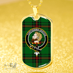 ScottishPlaid Kirkcaldy Clan Tartan Dog Tag Necklace - Crest Classic Scottish Plaid Tartan Plaid