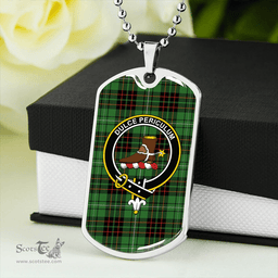 ScottishPlaid MacAulay of Lewis Ancient Clan Tartan Dog Tag Necklace - Crest Classic Scottish Plaid Tartan Plaid