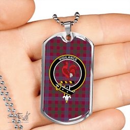 ScottishPlaid Laing Artefact (Lang Artefact) Modern Clan Tartan Dog Tag Necklace - Crest Classic Scottish Plaid Tartan Plaid