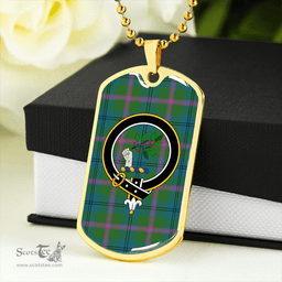 ScottishPlaid Laurie Ancient Clan Tartan Dog Tag Necklace - Crest Classic Scottish Plaid Tartan Plaid