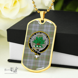 ScottishPlaid Irvine of Glentulchan Weathered Clan Tartan Dog Tag Necklace - Crest Classic Scottish Plaid Tartan Plaid