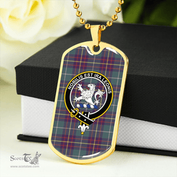 ScottishPlaid Inglis Weathered Clan Tartan Dog Tag Necklace - Crest Classic Scottish Plaid Tartan Plaid
