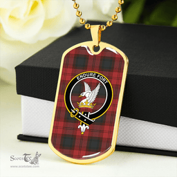 ScottishPlaid Lindsay Black lines Weathered Clan Tartan Dog Tag Necklace - Crest Classic Scottish Plaid Tartan Plaid