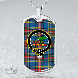 ScottishPlaid MacBeth # 2 Modern Clan Tartan Dog Tag Necklace - Crest Classic Scottish Plaid Tartan Plaid
